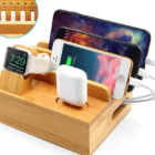 Bamboo Charging Station Dock 5 Port USB Charger